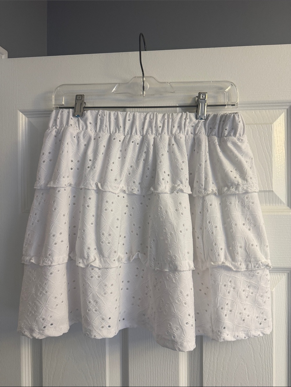 Ardene White Eyelet Tiered Mini Skirt